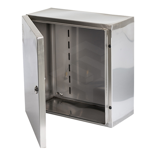 Gabinete metalico (400x400x200) mm para uso exterior, ip 66 / ik 10  en acero inoxidable