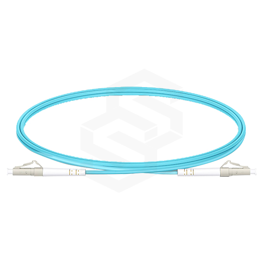 Cable Patchcord fibra óptica LC/UPC - LC/UPC, OM3 multimodo, simplex, 3mm, chaqueta LSZH aqua, 2 mts