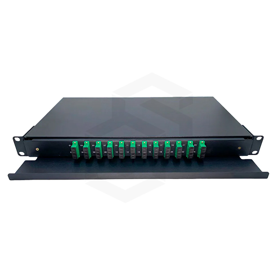 DISTRIBUIDOR DE FIBRA ÓPTICA ODF RACK 19, 1U, PANEL FIJO, 12 PUERTOS VACÍOS