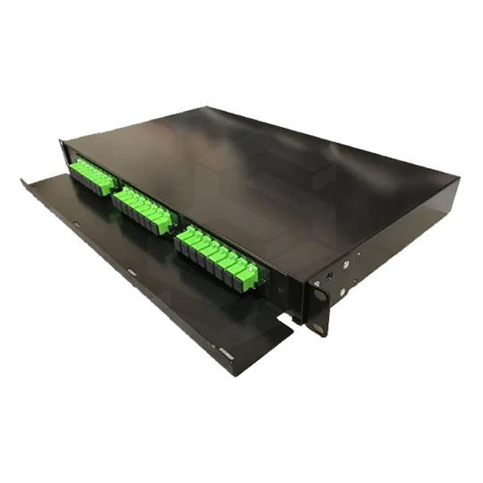 Distribuidor de fibra óptica ODF rack 19, 1U, panel fijo, 24 puertos vacíos