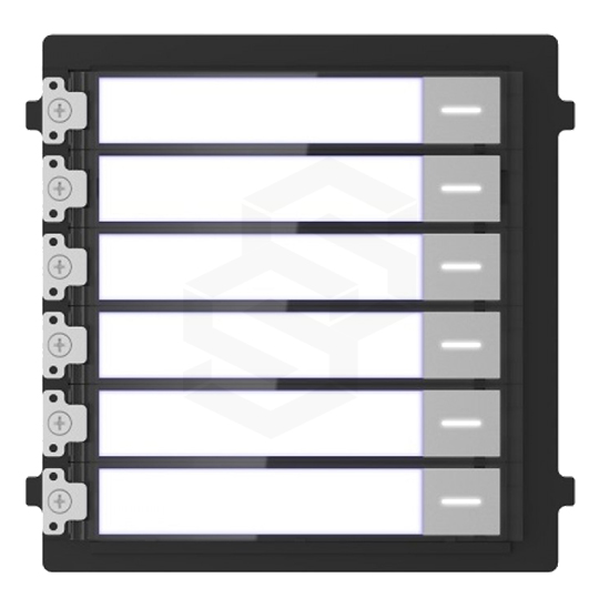 &quot;Videoportero Modular 6 Botones
Etiquetas De Nombre Personalizables.
Súper Fácil De Instalar
Conexión Por Rs485.
Protección Ip65.
Se Alimenta Desde Ds-Kd8003-Ime1.
Consumo De Energía: ?2W
Dimensiones: 98.2 X 100.2 X 33.7Mm&quot;