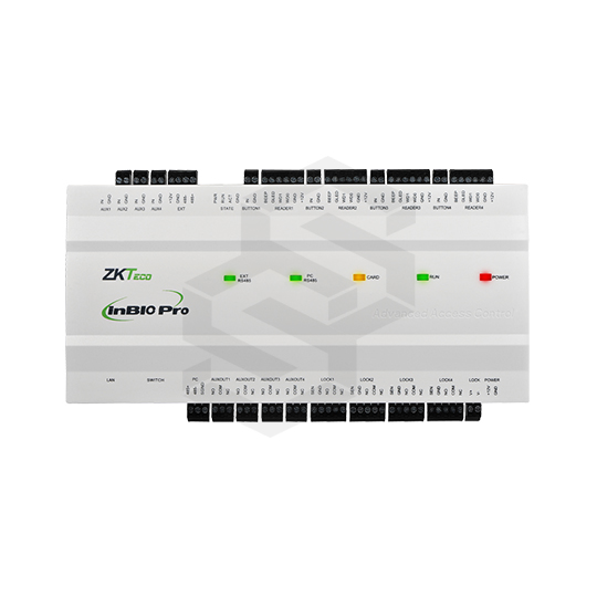 Modulo De Control De Acceso Para 4 PuertasUnidad De Control Ip 4 PuertasLectoras:12 (8 Rs-485, 4 Wiegand 26-Bit)12 Entradas, 8 Salidas20.000 Huellas, 60.000 Tarjetas, 100.000 EventosTcp/IpAlimentación: 9.6Vdc –14.4VdcDim.: 225X38X105Mm