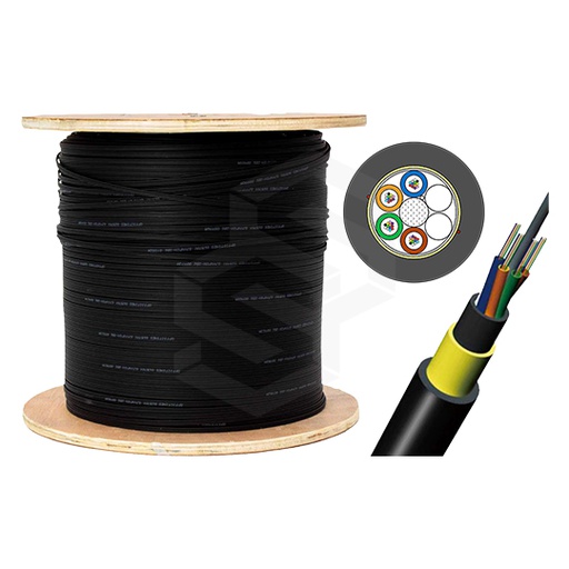 [XT-ADSS-24FO-2D-S120] Cable de Fibra óptica ADSS, 24 hilos FO, G652D, MDPE chaqueta negra, con protección UV y protección antifúngica, spam 120 metros. 4km/tambor