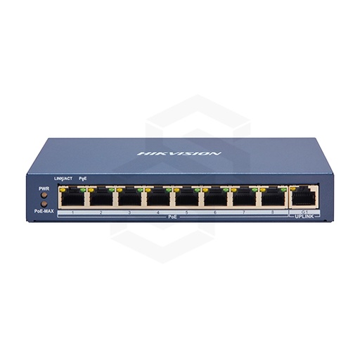 [DS-3E1309P-EI/M] Switch 8 puertos PoE RJ45 de 100 Mbps, 1 × puerto RJ45 de red Gigabit