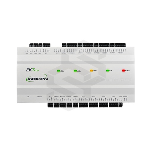 [ZK-INBIO460PRO] Modulo De Control De Acceso Para 4 PuertasUnidad De Control Ip 4 PuertasLectoras:12 (8 Rs-485, 4 Wiegand 26-Bit)12 Entradas, 8 Salidas20.000 Huellas, 60.000 Tarjetas, 100.000 EventosTcp/IpAlimentación: 9.6Vdc –14.4VdcDim.: 225X38X105Mm